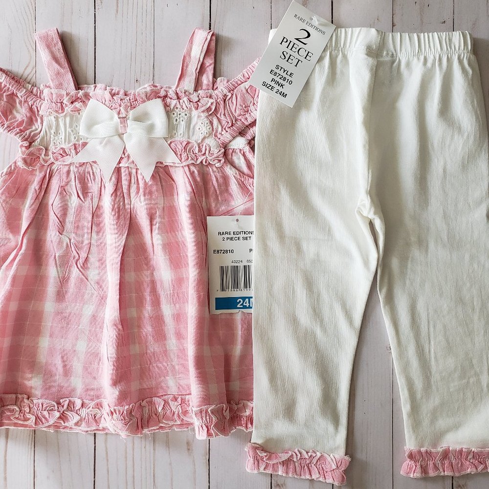 Toddler Girls 2 Piece Cold Shoulder Plaid Legging